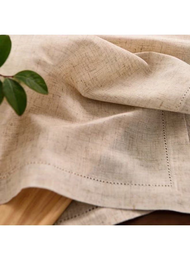 Khaki Linen Napkins Set of 4, 45 cm Elegant Square Table Decor - Image 4